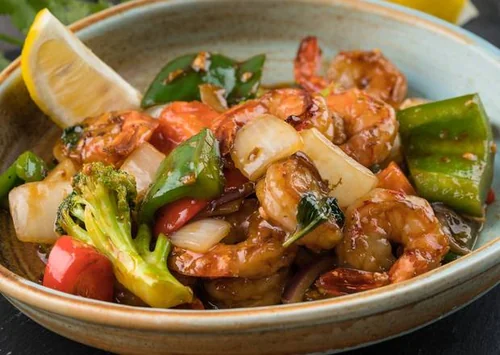 Basil Shrimp at Thairoomgrand